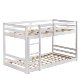 Short-Legged Double-Layer Head And Tail Cross Brace Guardrail Straight Ladder Twin Pine Can Be Split Into a Single-Layer Bed Wooden Bed White