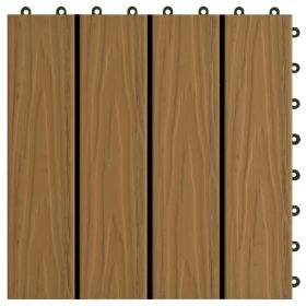 vidaXL 11 pcs Decking Tiles Deep Embossed WPC 11.8"x11.8" 1 sqm Teak Color (Option: as picture)