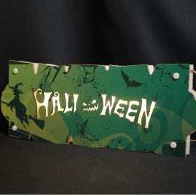 Halloween Sign for Front Door Welcome Sign Home Party Outdoor Wall Decor (Color: Green)