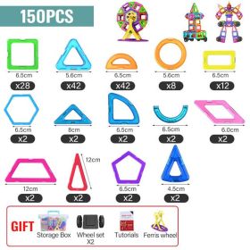 21-180pcs Big Size Magnetic Designer Magnet Building Blocks Construction Set Magnetic Bircks DIY Toys For Children Gifts (type: 150pcs)